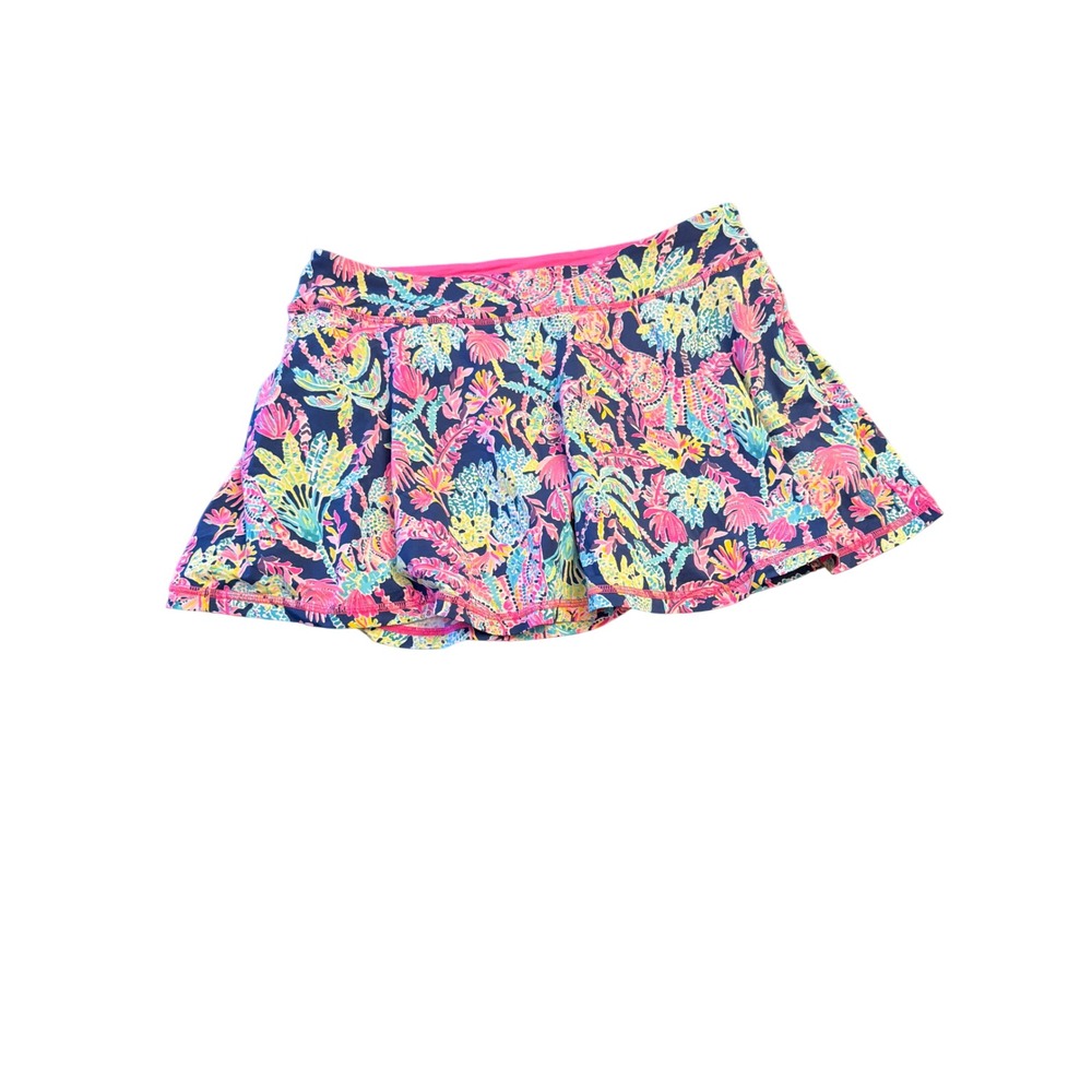Lilly Pulitzer Skort Pink Blue Luxletic Tropical Tiger Print Active Tennis M